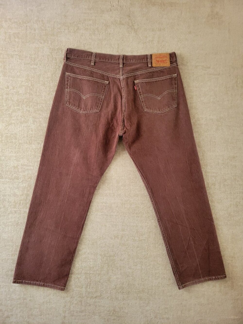 Levi's 501XX Original Fit Straight Leg Jeans W42 L32 Mens Faded Maroon Wash